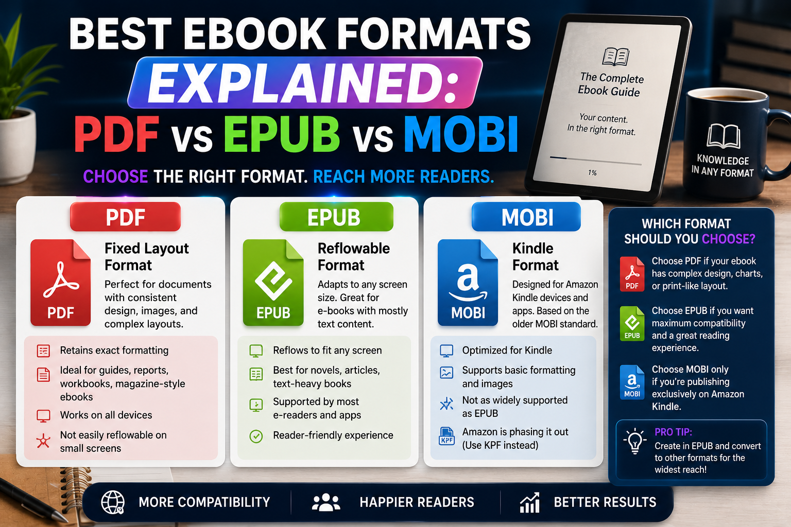 Best Ebook Formats Explained: PDF vs EPUB vs MOBI
